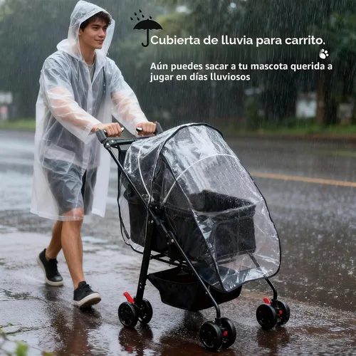 Vista 2 de Cochecito para mascotas extra grande, carrito para mascotas para correr y viajar con cubierta climática, cochecito para gatos y perros para mascotas