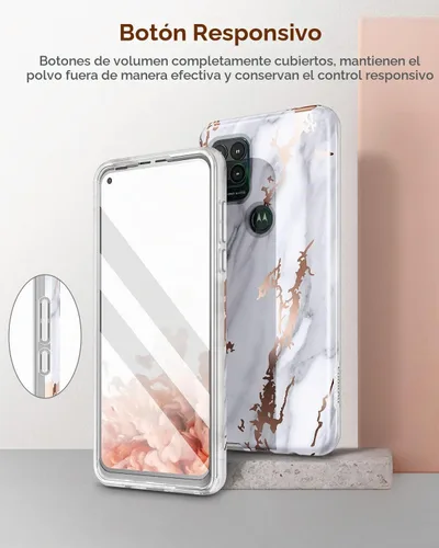 Vista 4 de SURITCH Funda para Moto G Stylus 5G (mármol), protector de pantalla integrado, a prueba de golpes, con purpurina