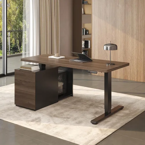 Vista 10 de FLEXISPOT Escritorio ejecutivo de pie de 55 pulgadas con cajones y gabinete