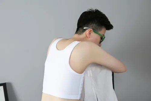 Vista 7 de BaronHong Carpeta de pecho transpirable de malla elástica moldeadora para Tomboy Trans Lesbian, Negro