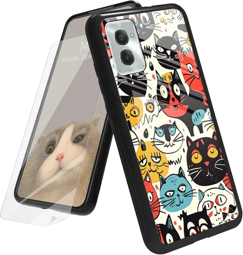 Vista 139 de Funda para Motorola Moto G Play 4G 2024 con protector de pantalla, parte trasera de vidrio templado + funda de silicona suave TPU absorción