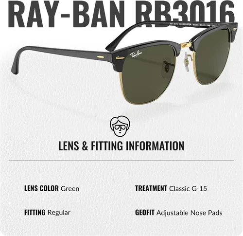 Vista 6 de Ray-Ban RB3016 CLUBMASTER CLASSIC - Gafas de sol de forma cuadrada con kit oficial de gafas