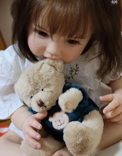 Vista 2 de KAWAYII Muñeca Reborn hecha a mano de 24 pulgadas con peso de vinilo suave de silicona Reborn Baby Doll realista realista niña recién nacida, regalo