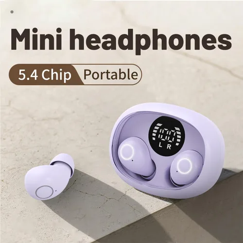 Vista 5 de Mini auriculares inalámbricos invisibles Bluetooth 5.4 en auriculares de Púrpura