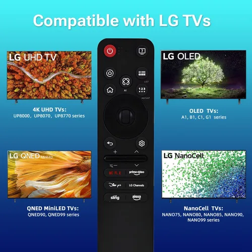 Vista 2 de Mando a distancia universal MR25GA Magic para televisores LG 2025, control remoto inteligente con voz AI y control de puntero, funciona con LG OLED