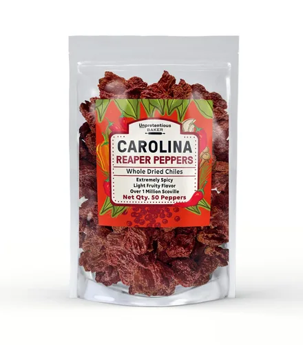Vista 4 de Unpretentious Chiles secos enteros Carolina Reaper, 25 unidades, chiles extremadamente picantes, salsa picante