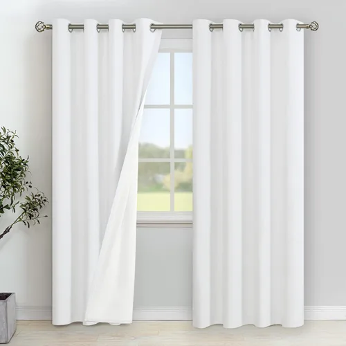 Vista 11 de YoungsTex - Cortinas 100% opacas para dormitorio, con aislamiento térmico y ojales, cortinas oscuras negras con capa pesada para ventana de sala