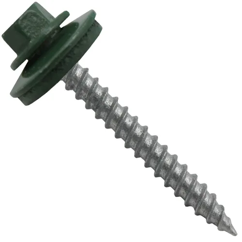 Vista 133 de 12 tornillos para techos de metal gris ABC de 1-1/2 pulgadas, cabezal de arandela hexagonal, arranque automático/roscado, arandela EPDM. 1 bolsa