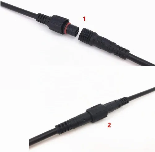 Vista 6 de 6 pares de cables conectores negros de 4 pines, impermeables, macho hembra, tira LED RGB con goma, conector LED RGB, cable conector impermeable LED