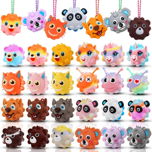 Vista 10 de KissFree PAQUETE DE 18 Pelotas Pop de Animales Recuerdos de Fiesta para Niños, Pelotas Pop 3D Juguetes Fidget, Regalos de Cumpleaños para Niños