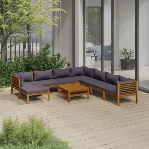 Vista 21 de Juego de 5 piezas para patio con cojín, juego de muebles de sofá, resistente a la intemperie, adecuado para uso en exteriores, requiere montaje Gris