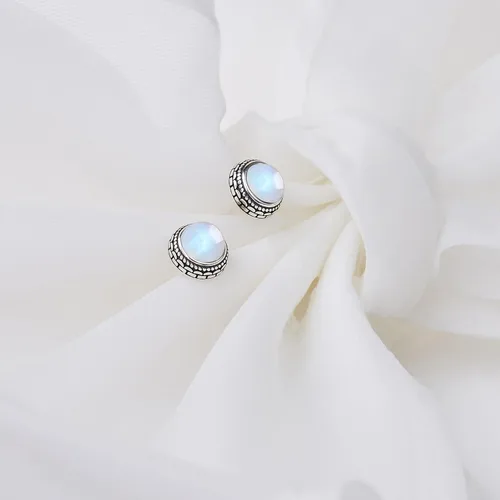 Vista 67 de Aretes de plata de ley con piedra natal de cristal real, joyería para mujer, moda occidental 925, envejecida, bohemia, hecha a mano, el mejor regalo