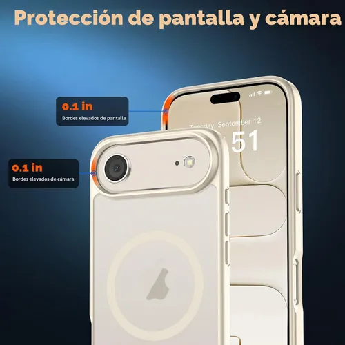 Vista 5 de zapica - Carcasa magnética para iPhone Air, color blanco antiguo with Screen Protector, Compatible with MagSafe, Military Grade Drop Protection