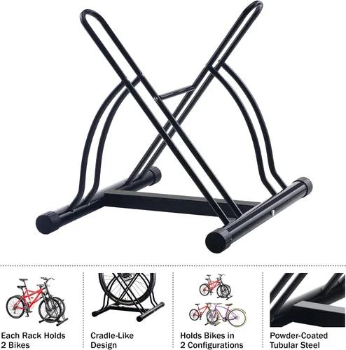 Vista 4 de RAD Sportz Juego de 2 soportes para bicicletas, cada estante de acero duradero tiene capacidad para 2 bicicletas de montaña, carretera o niños