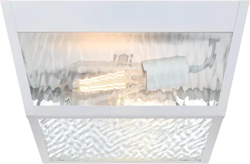 Vista 8 de Westinghouse Peterson - Lámpara de techo de montaje en superficie para exteriores, de 12 pulgadas, acabado blanco mate con vidrio de agua