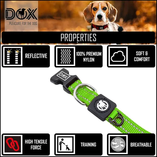 Vista 3 de DDOXX Collar de perro de nailon reflectante - Collares fuertes y ajustables para perros - S (verde)
