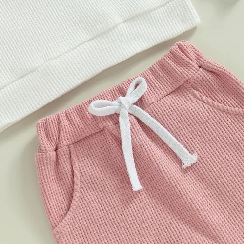 Vista 6 de Daddys Girl Toddler Baby Clothes Waffle Sweatshirt Pullover Top Jogger Pants Fall Winter 2 Piece Outfits
