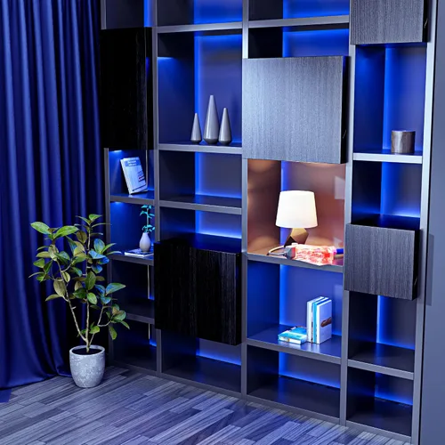 Vista 8 de Maximm Cable de extensión, 10 pies, azul, múltiples tomacorrientes con certificación ETL Azul iluminado