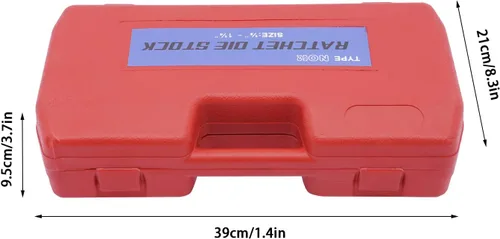 Vista 7 de Kit de enhebrador de tubería de trinquete, roscado manual de tubería de corte de hilo de acero, fontanero BSPT de 1/2''-1-1/4'' con estuche
