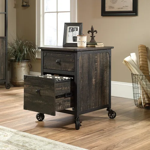 Vista 5 de Sauder Steel River File Pedestal, L: 20.87" x W: 23.86" x H: 26.58", Acabado en Roble Carbono Roble de carbono