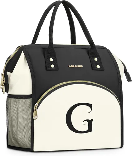 Vista 15 de Bolsa de almuerzo personalizada para mujer, elegante, reutilizable, aislada, con iniciales, para amiga, grande, de apertura ancha, resistente al