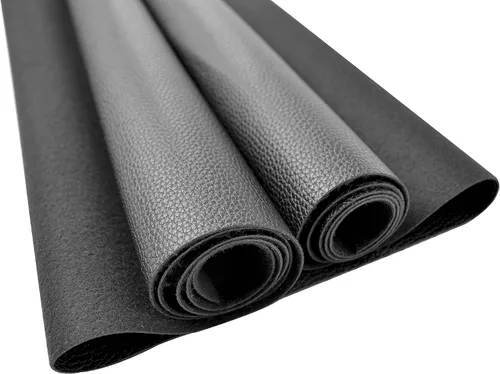 Vista 6 de 2 yardas de 54" x 72" pulgadas, textura de corteza envejecida, tela de piel sintética suave negra, tela de cuero falso negro, vinilo para tapicería