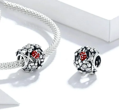 Vista 3 de Abalorio de pavo real de plata de ley 925 con sello de perro colgante de león colgante de elefante para pulsera Pandora