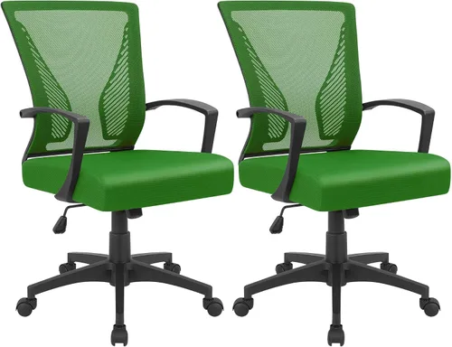 Vista 16 de Furmax Silla de oficina ergonómica de escritorio para computadora, silla de malla, respaldo medio, soporte lumbar giratorio con reposabrazos