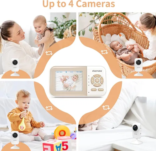 Vista 9 de ebemate Cámara de Monitoreo de Bebé con Video, Cámara de Monitoreo de Audio de Comunicación Bidireccional con Canciones de Cuna Monitoreo de Bebé