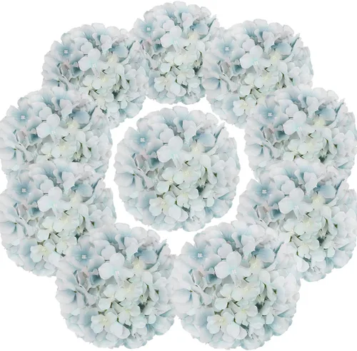 Vista 8 de Cabezales artificiales de hortensias de seda para decoración de bodas caseras, 10