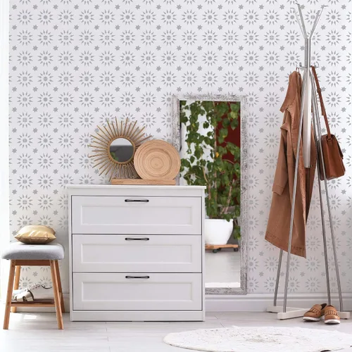Vista 3 de NAKLEO Aldeia - Plantilla de plástico reutilizable para azulejos, 3.9 x 3.9 pulgadas, triángulo de estrella repetitivo, geométrico marroquí, bloque