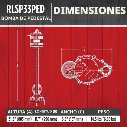 Vista 2 de Red Lion Bomba de pedestal automática RL-SP33PED, 115V, 1/3 HP, 3300 GPH