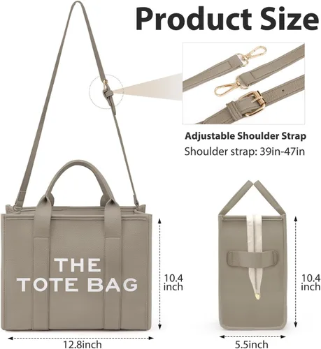 Vista 2 de EIMMBD The Tote Bag for Women, PU Leather Tote Bag with Zipper, Women's Tote Handbags Crossbody Bags for Work School Travel