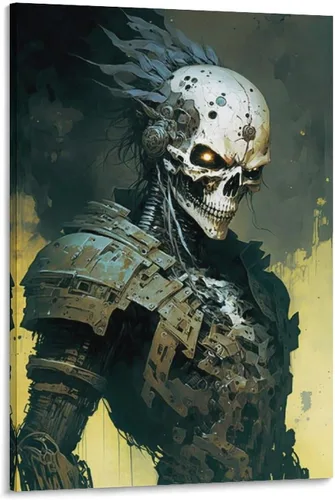 Vista 15 de HHGaoArt Lienzo gótico para pared, póster de fantasmas de Halloween, imagen espeluznante en lienzo