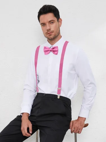 Vista 15 de habibee Color sólido para hombre en forma de Y con clips fuertes tirantes ajustables