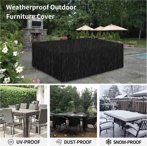Vista 6 de Easy-Going Funda resistente 600D para muebles de patio, juego de mesa y silla rectangular al aire libre, funda impermeable para exteriores