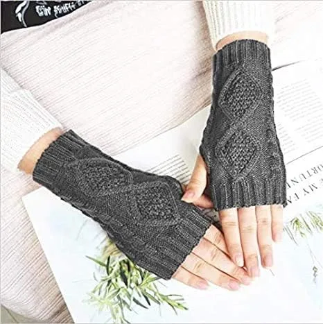 Vista 5 de Loritta 2-4 Pairs Womens Fingerless Gloves Winter Warm Knit Crochet Thumbhole Arm Warmers