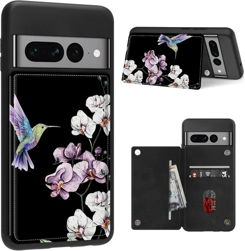 Vista 21 de Funda para Google Pixel 7 Pro con ranura para tarjetero, funda de piel sintética, doble cierre magnético y cubierta duradera de TPU a prueba