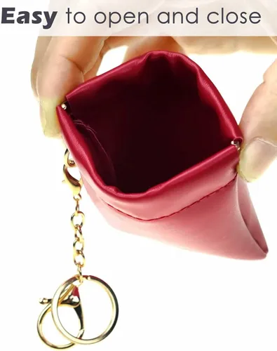 Vista 12 de VOFOON Monedero de cuero con llavero pequeño titular de cambio delgado para mujeres y hombres, Negro -, Bolsa delgada