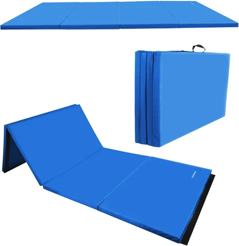 Vista 11 de BalanceFrom 6x4 Feet 4-Panel Folding Gymnastics Mat – 2-Inch Thick Pad with Vinyl Surface and Carrying Handles for Tumbling, Yoga, Pilates, Home