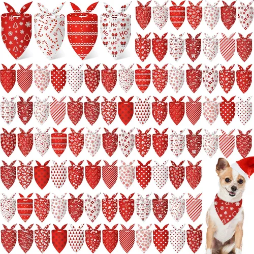 Vista 9 de Chunful 100 piezas de bandanas para perros a granel paquete de verano bufanda triangular babero pañuelo conjunto para accesorios de disfraz