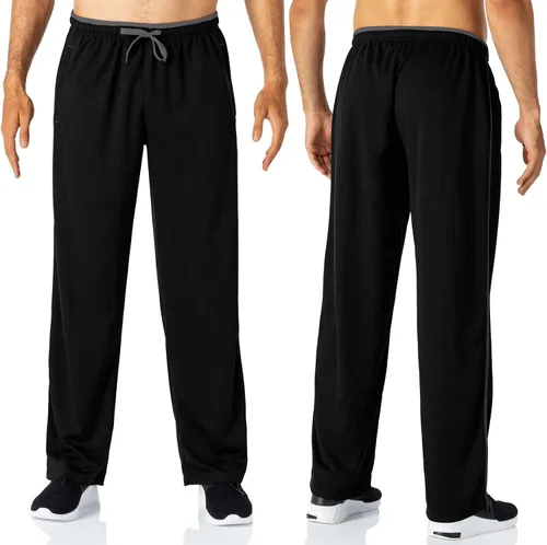 Vista 2 de Butrends Pantalones deportivos de malla para hombre con cordón en la cintura elástica, pantalones deportivos con parte inferior abierta