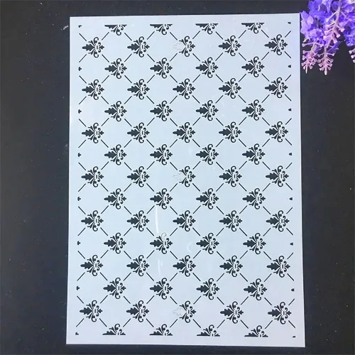 Vista 4 de TIAMECH Plantilla A4 reutilizable de líneas de símbolos pequeños para pintar, plantilla de capas de textura de cuadrícula, arte de pared