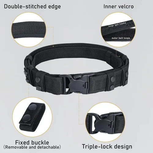 Vista 3 de Cinturones tácticos de servicio policial - Cinturón de servicio policial con 4 guardianes, cinturón exterior interior ajustable de 2 pulgadas