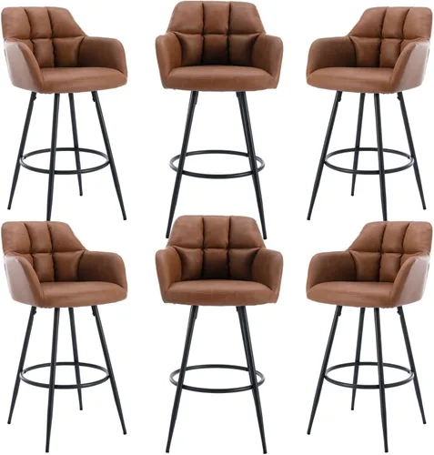 Vista 32 de ROCITY Juego de 2 taburetes de bar de terciopelo con respaldo, silla de bar beige para isla de cocina, taburetes de bar modernos con patas de metal