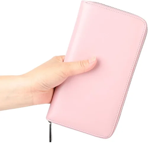 Vista 6 de Cynure Cartera grande de cuero con cierre RFID para mujer 36 ranuras