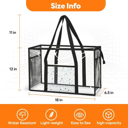 Vista 3 de Bolsa de mano transparente para playa - Bolsa impermeable de PVC aprobada para estadio - Bolsa transparente extra grande para piscina, concierto