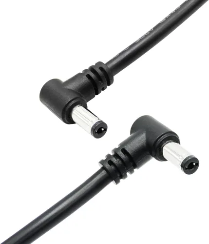 Vista 2 de Cable de extensión de ángulo recto CC macho a macho de 1.6 pies, 18 AWG, 90 grados CC, 0.217 in x 0.083 in, adaptador de conector de cable