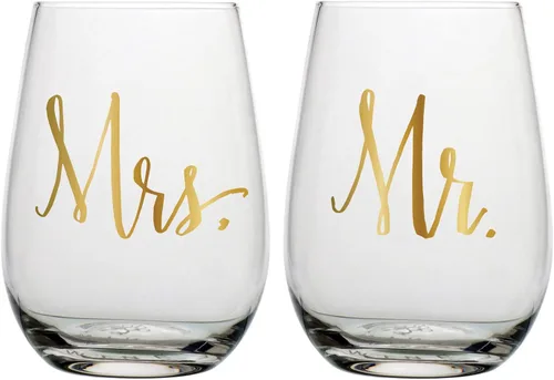Vista 6 de Slant Collections Set de regalo de boda de copas de vino, 20 onzas, mejor juntos