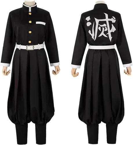 Vista 7 de Rengoku - Disfraz de cosplay de Rengoku conjunto completo de kimono con peluca